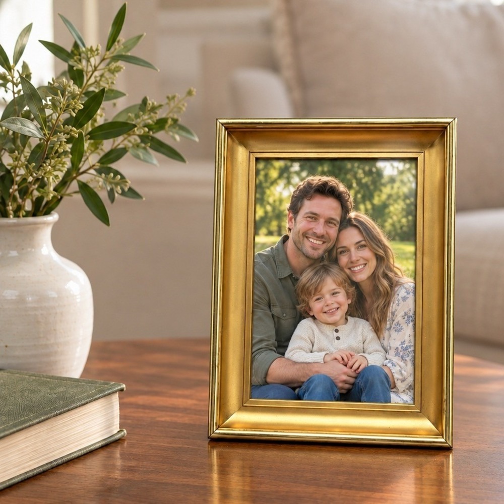 Vtg Picture Frame Gold Tone Metal 4x6 Beveled Edge Tabletop
